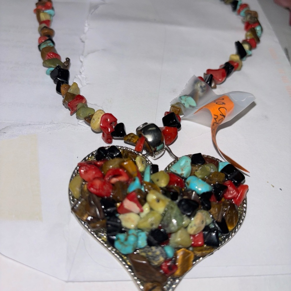 Colorful Gemstone Heart Necklace - NWOT
